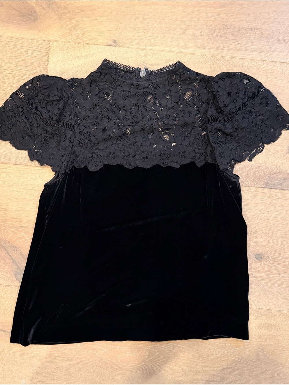 Rebecca Taylor Black Lace Yoke Top